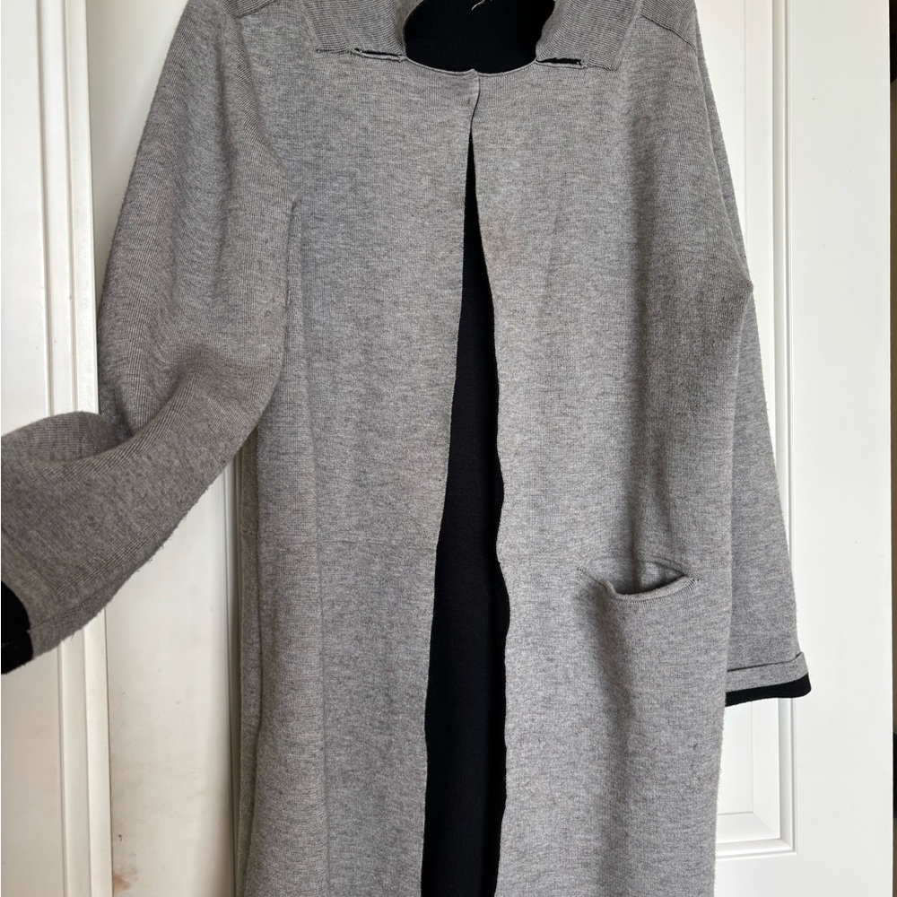 Elan Cool Gray and Black Women's Sweater Coat